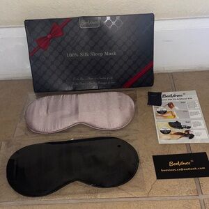 Silk Sleep Mask Set - Black and Pink